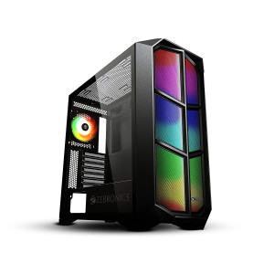 ZEBRONICS Zeb-Ironside (ZEB-872B) Premium Gaming Chassis with a Front Panel RGB Light, 15 LED Modes, 120MM Rear RGB LED Fan, Tempered Glass Side Panel